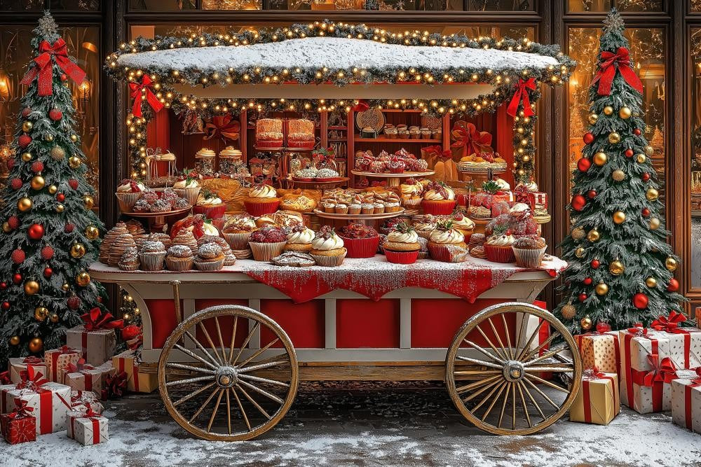 Allenjoy Christmas Candy Cart Photography Backdrop Gbsx-01152