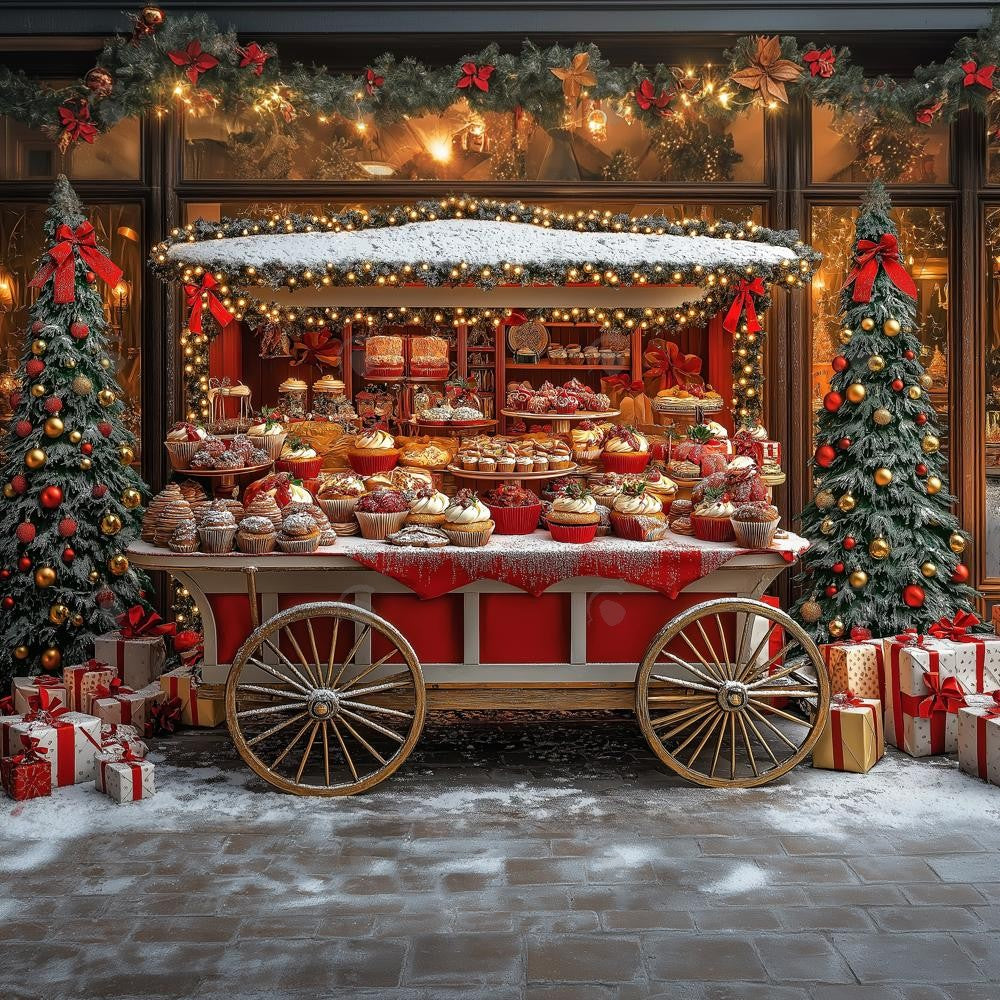 Allenjoy Christmas Candy Cart Photography Backdrop Gbsx-01152