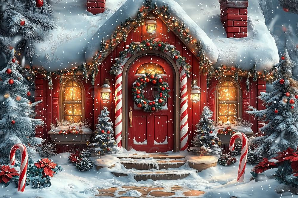 Allenjoy Christmas Cottage House Photography Backdrop Gbsx-01154