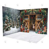 Allenjoy Christmas Elk Brown Wooden Barn Room Set Backdrop Gbsx-00021&Gbsx-00822&Gbsx-99969