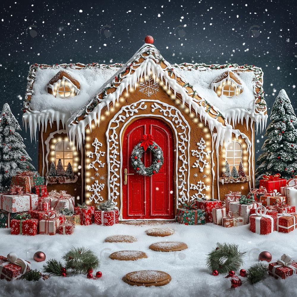 Allenjoy Christmas Festive Gingerbread House Photography Backdrop Gbsx-01148