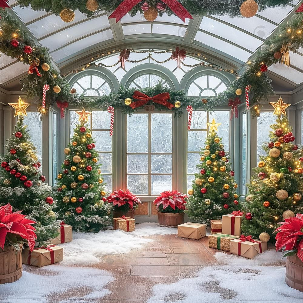 Allenjoy Christmas Greenhouse Photography Backdrop Gbsx-00208