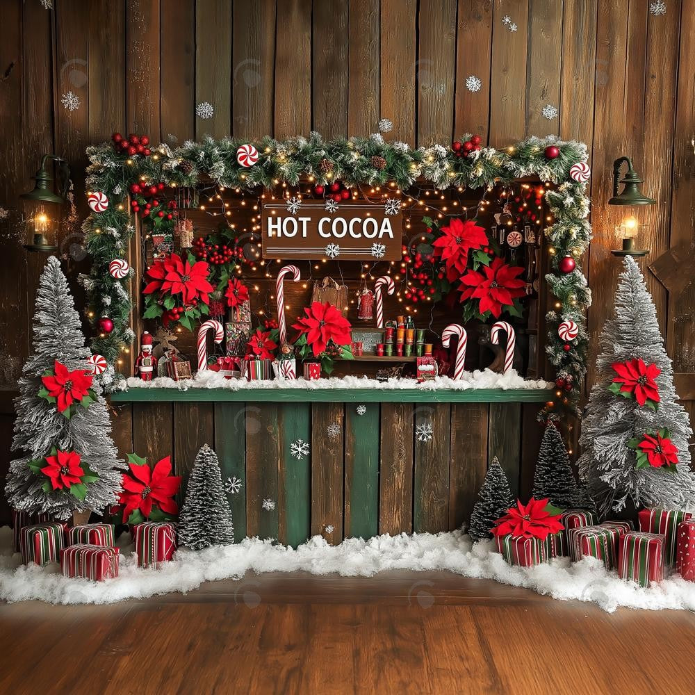 Allenjoy Christmas Hot Cocoa Bar Photography Backdrop Gbsx-01091