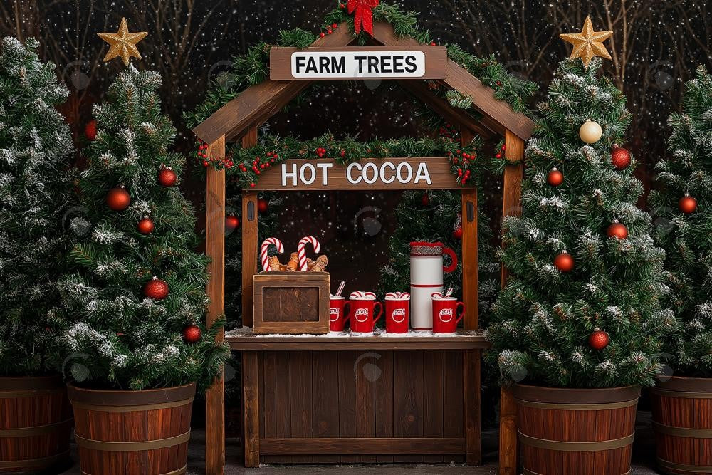 Allenjoy Christmas Hot Cocoa Tree Farm Photography Backdrop Gbsx-01094