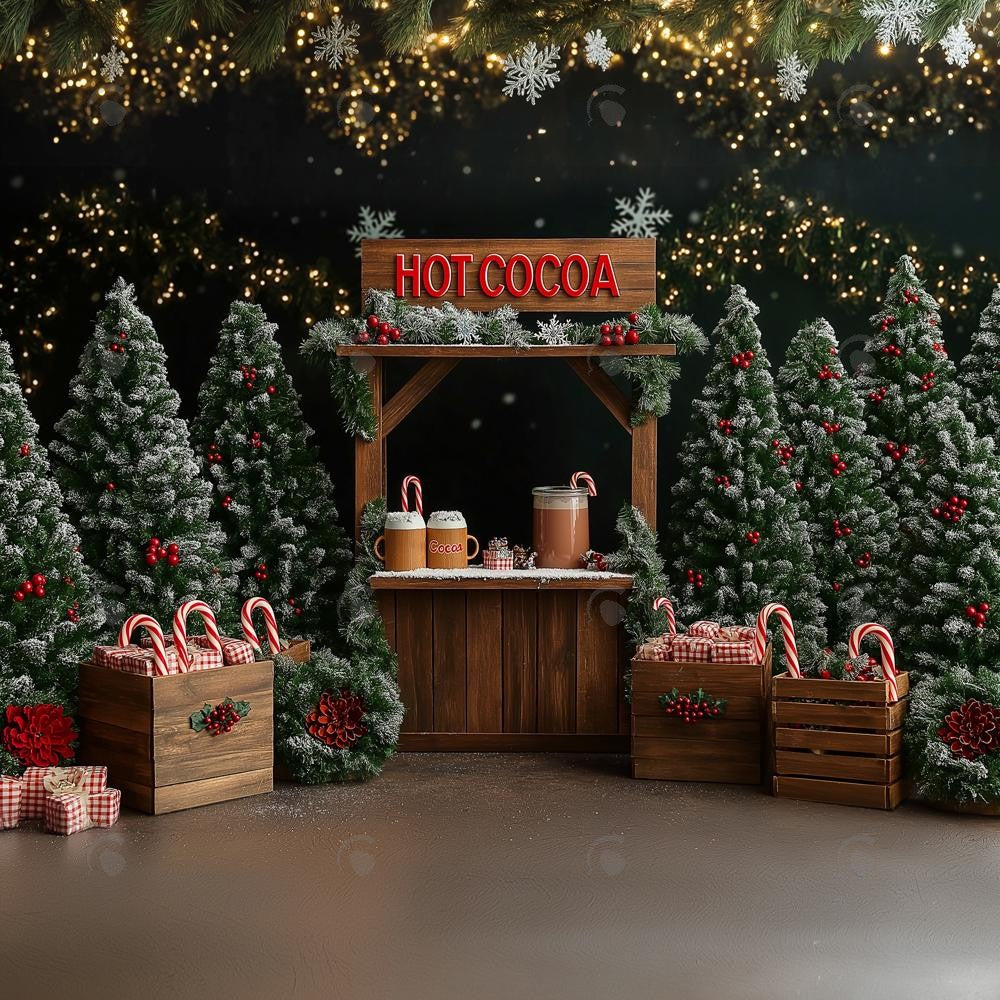 Allenjoy Christmas Hot Cocoa Tree Farm Photography Backdrop Gbsx-01095