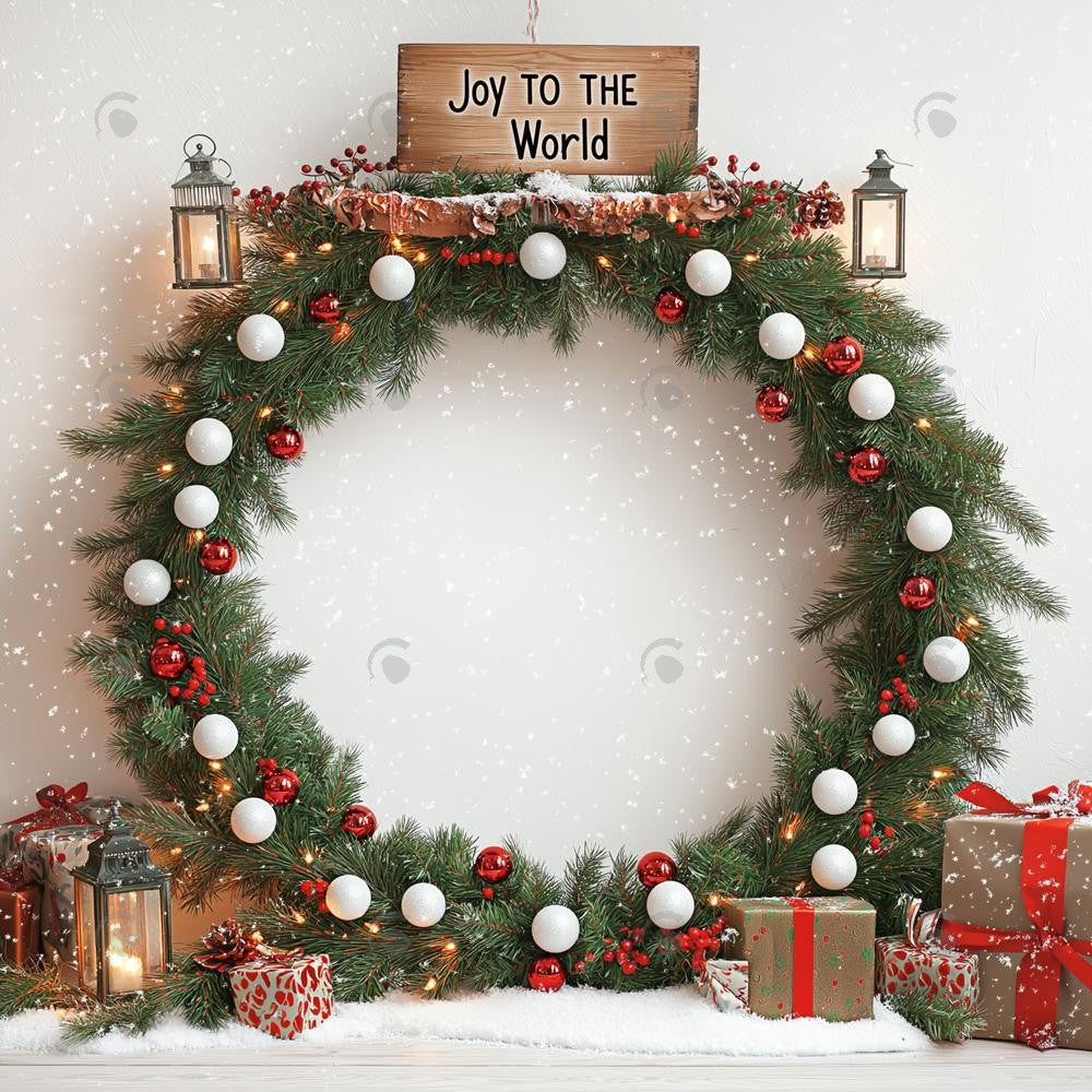 Allenjoy Christmas Joy To The World Wreath Photography Backdrop Gbsx-01113