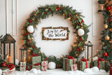 Allenjoy Christmas Joy To The World Wreath Photography Backdrop Gbsx-01114