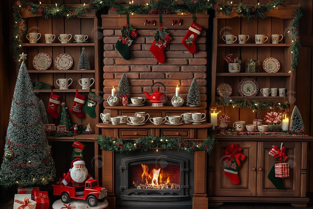 Allenjoy Christmas Kitchen Story Photography Backdrop Gbsx-00465