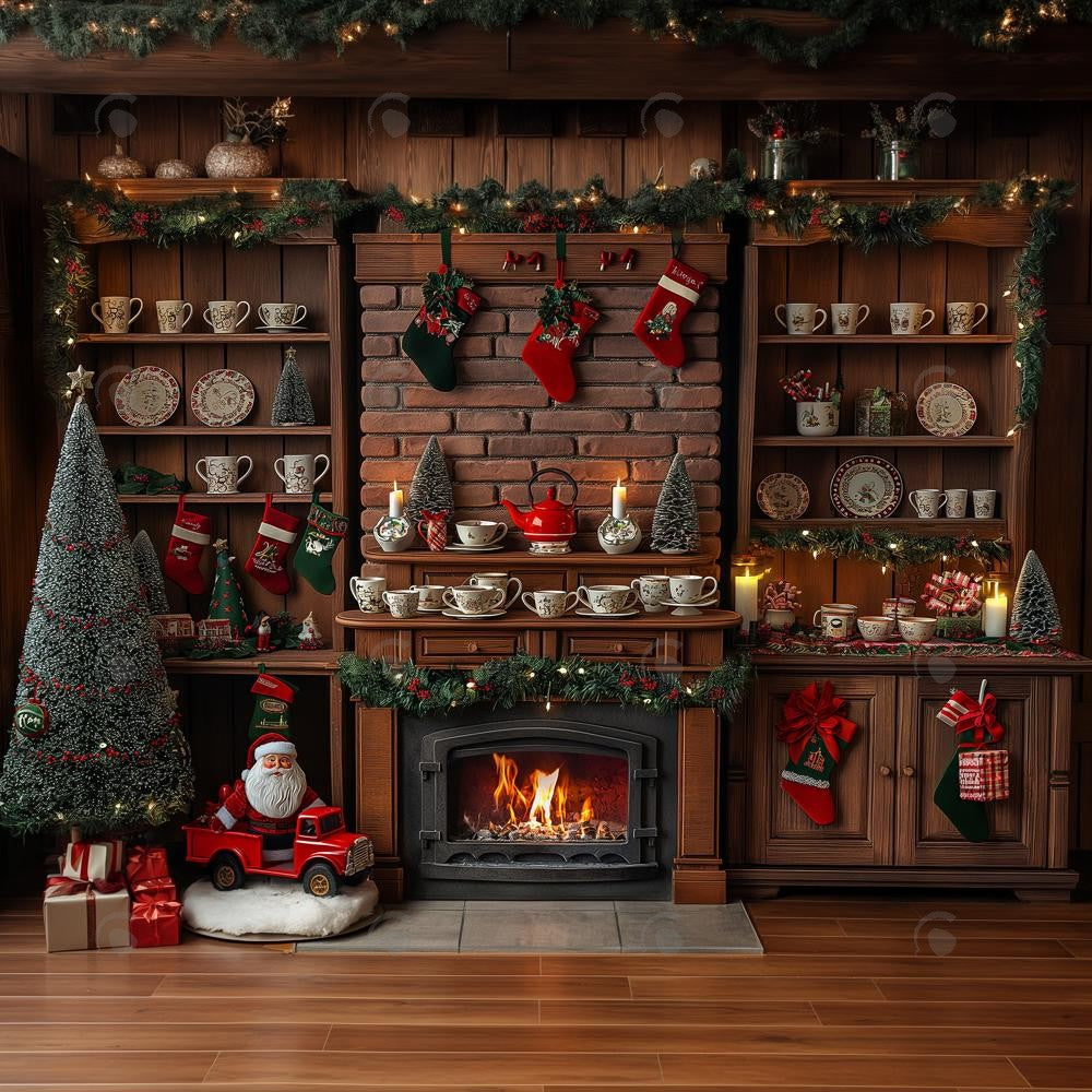 Allenjoy Christmas Kitchen Story Photography Backdrop Gbsx-00465