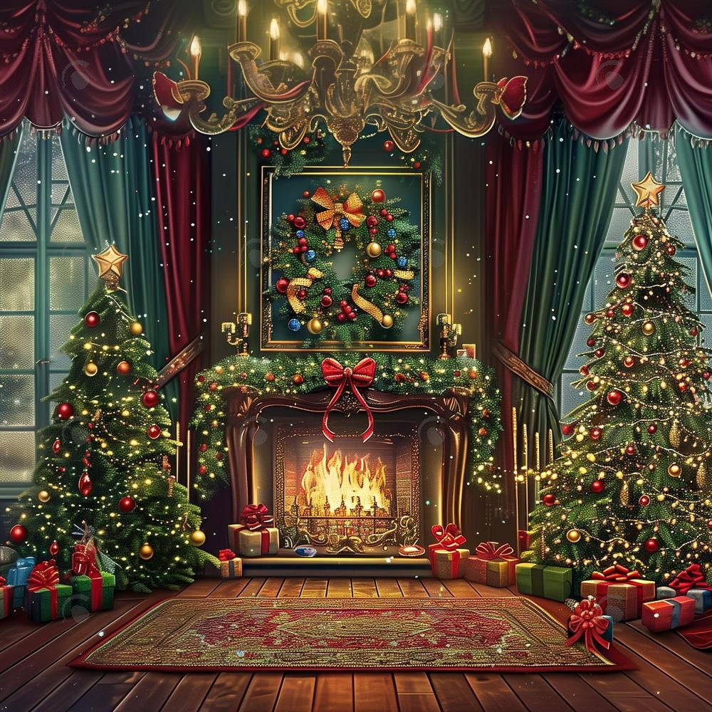 Allenjoy Christmas Living Room Photography Backdrop Gbsx-00203