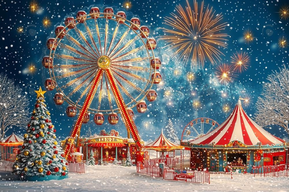 Allenjoy Christmas Night Circus Ferris Wheel Photography Backdrop Gbsx-01203