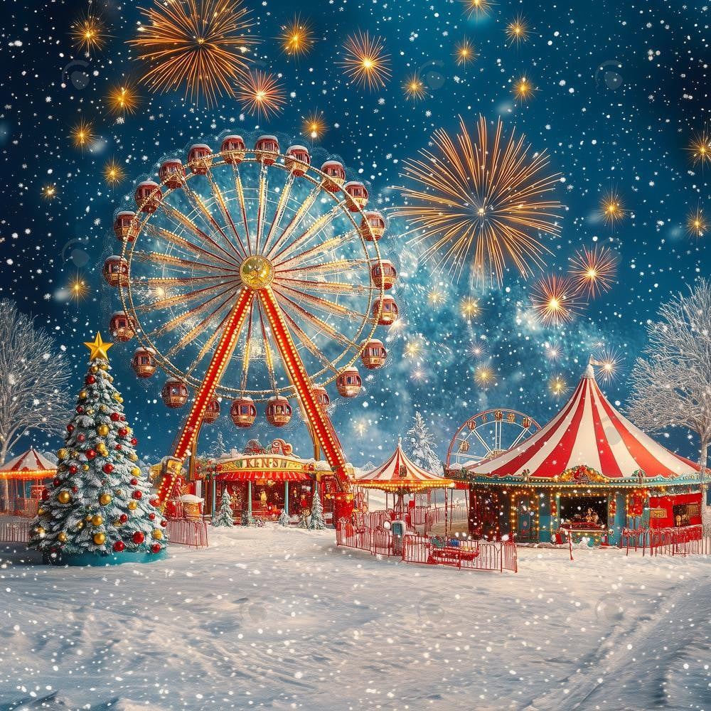 Allenjoy Christmas Night Circus Ferris Wheel Photography Backdrop Gbsx-01203
