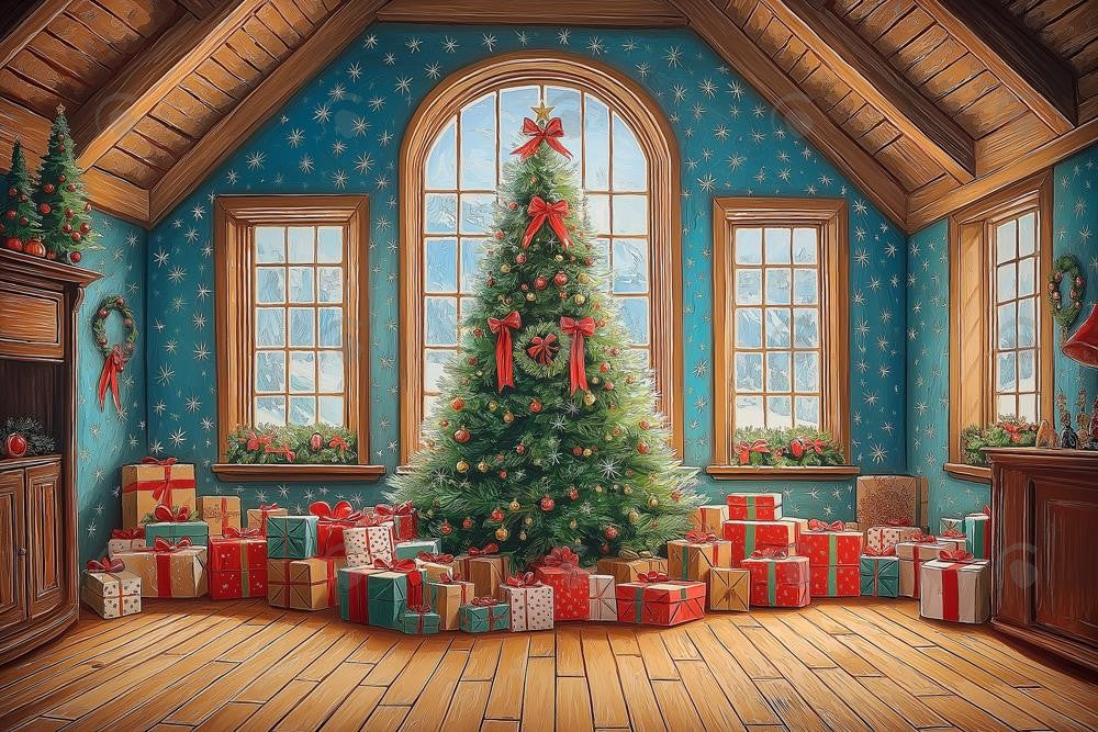 Allenjoy Christmas North Pole Loft Photography Backdrop Gbsx-01102