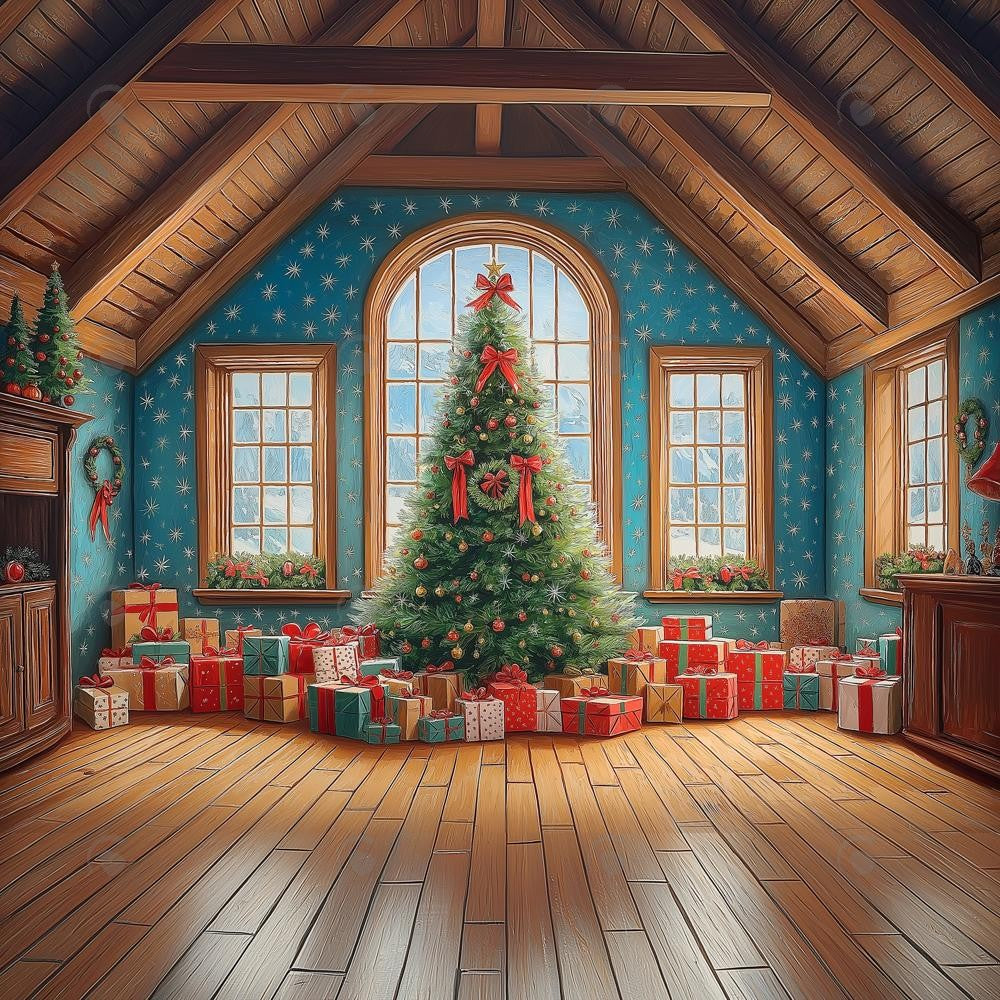 Allenjoy Christmas North Pole Loft Photography Backdrop Gbsx-01102