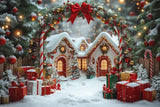 Allenjoy Christmas North Pole Village Candy Cane Arch Photography Backdrop Gbsx-01120