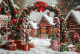 Allenjoy Christmas North Pole Village Candy Cane Arch Photography Backdrop Gbsx-01121