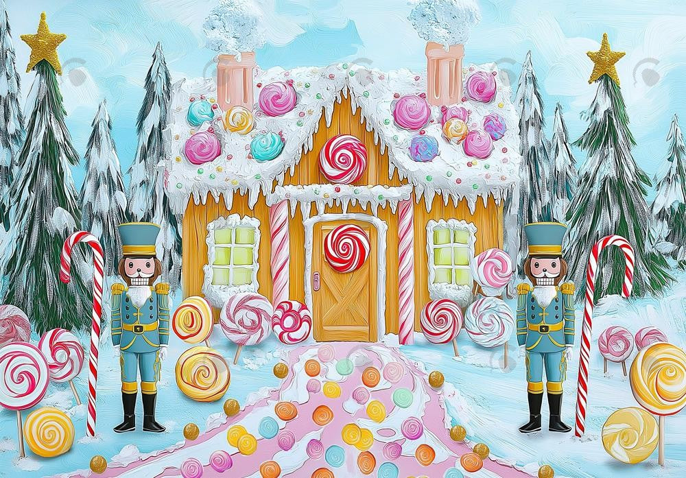 Allenjoy Christmas Nutcracker Candyland Gingerbread House Photography Backdrop Gbsx-01084