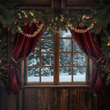 Allenjoy Christmas Red Curtain Window Photography Backdrop GBSX-00130