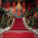 Allenjoy Christmas Red Grand Staircase Photography Backdrop Gbsx-00954