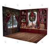 Allenjoy Christmas Red Kitchen Room Set Backdrop GBSX-00130&GBSX-00067&AEC-00775