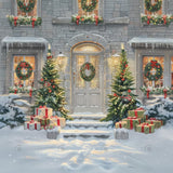 Allenjoy Christmas Snowy Doorstep Photography Backdrop GBSX-00022