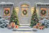 Allenjoy Christmas Snowy Doorstep Photography Backdrop GBSX-00022