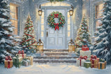 Allenjoy Christmas Snowy Doorstep Photography Backdrop GBSX-00023