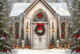Allenjoy Christmas Snowy Forest Cottage Photography Backdrop Gbsx-01130