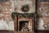 Allenjoy Christmas Vintage Rustic Fireplace Photography Backdrop Gbsx-00773