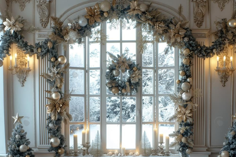 Allenjoy Christmas Vintage White Window Photography Backdrop Gbsx-00776