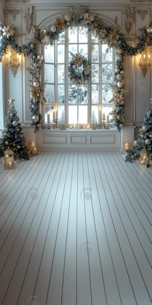 Allenjoy Christmas Vintage White Window Photography Backdrop Gbsx-00777