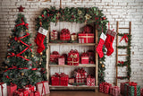 Allenjoy Christmas White Brick Wall Cabinets Photography Backdrop Gbsx-01074