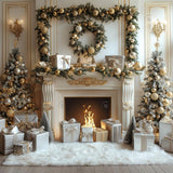 Allenjoy Christmas White Vintage Fireplace Photography Backdrop Gbsx-00778