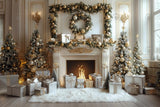 Allenjoy Christmas White Vintage Fireplace Photography Backdrop Gbsx-00778