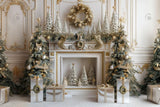 Allenjoy Christmas White Vintage Fireplace Photography Backdrop Gbsx-00779