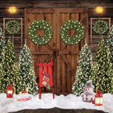 Allenjoy Christmas Wood Barn Door Photography Backdrop GBSX-00043