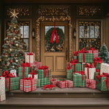Allenjoy Christmas Wooden Door Big Gift Box Photography Backdrop Gbsx-01185