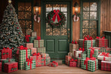 Allenjoy Christmas Wooden Door Big Gift Box Photography Backdrop Gbsx-01186