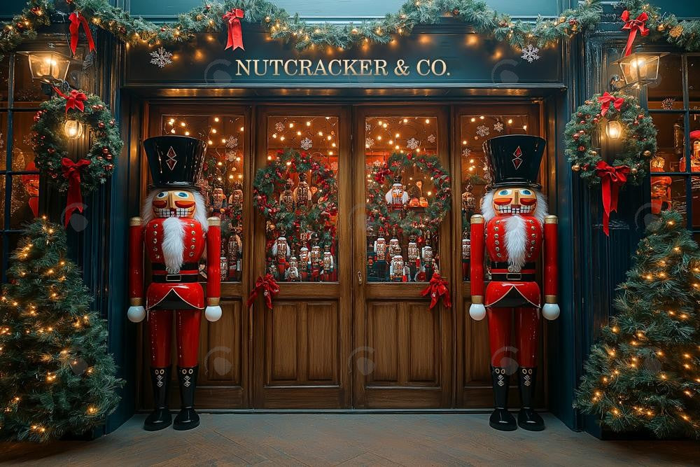 Allenjoy Christmas Wooden Nutcracker Storefront Photography Backdrop Gbsx-01142