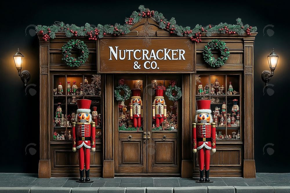 Allenjoy Christmas Wooden Nutcracker Storefront Photography Backdrop Gbsx-01143