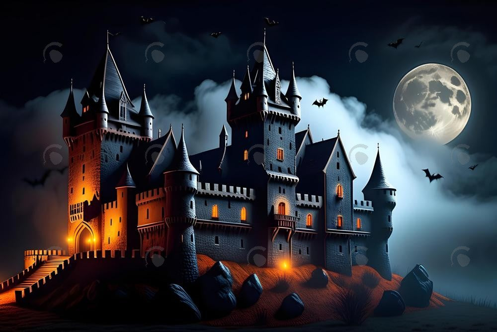 Allenjoy Creepy And Mysterious Medieval Castle Photography Backdrop Gbsx-00870