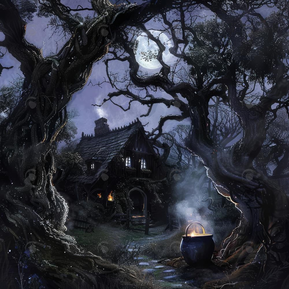 Allenjoy Dark Forest House Photography Backdrop Gbsx-00872
