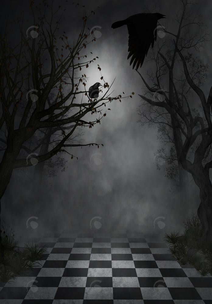 Allenjoy Dark Forest Night Photography Backdrop Gbsx-00729