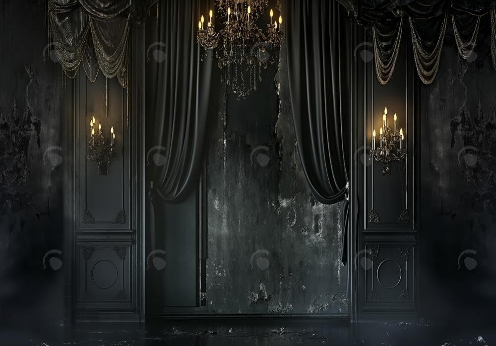 Allenjoy Dark Vintage Black Wall Photography Backdrop Gbsx-00382