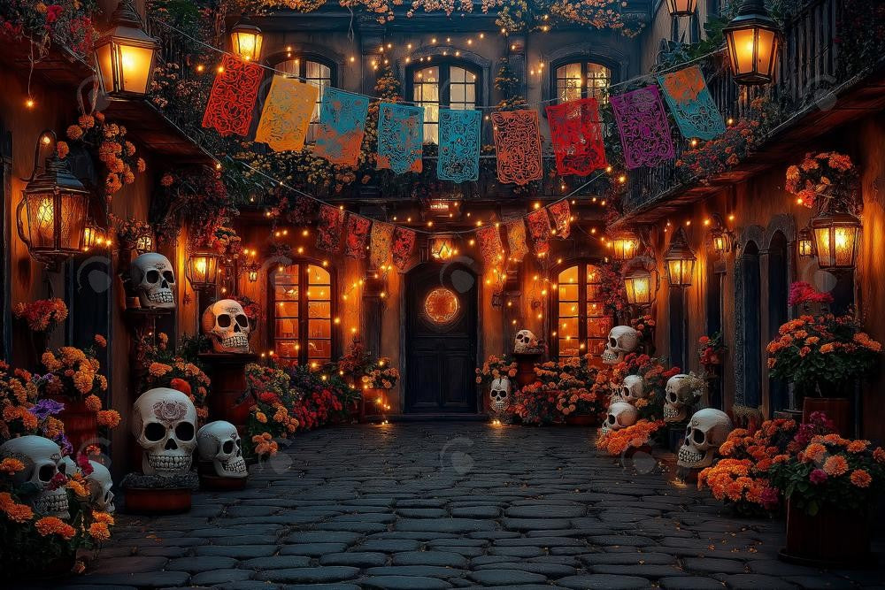 Allenjoy Day Of The Dead Night House Photography Backdrop Gbsx-01157