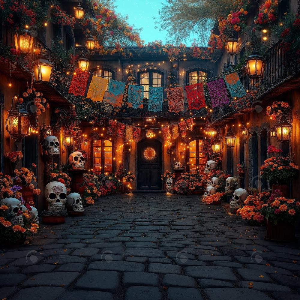 Allenjoy Day Of The Dead Night House Photography Backdrop Gbsx-01157