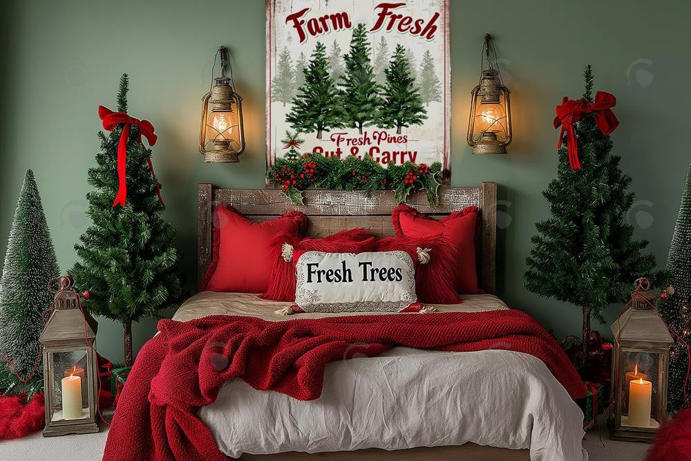 Farm Fresh Christmas Headboard Photography Backdrop GBSX-99775