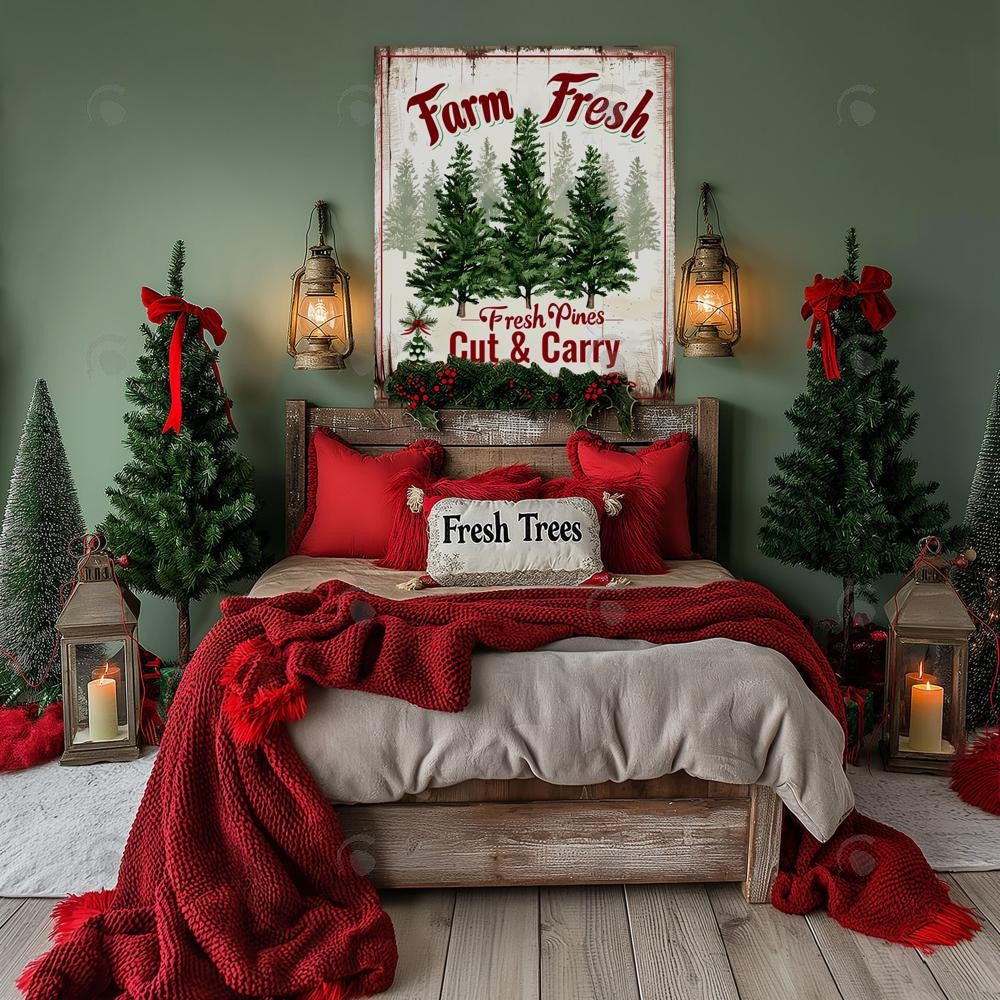 Farm Fresh Christmas Headboard Photography Backdrop GBSX-99775