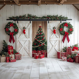Allenjoy Festival Christmas Barn Door Photography Backdrop Gbsx-01135