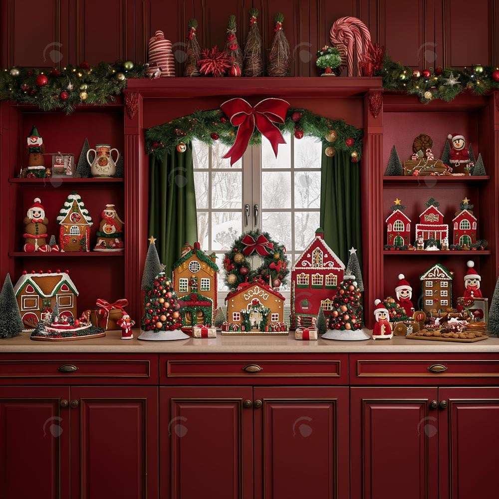 Allenjoy Festive Red Kitchen Photography Backdrop GBSX-00068